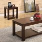 Cherry Brown Matte Finish Modern 3PC Coffee Table Set