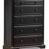 Antique Distressed Ebony Finish High Chest With Five Drawers