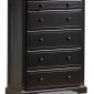 Antique Distressed Ebony Finish High Chest With Five Drawers