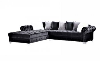 LCL-003 Sectional Sofa in Black Velvet [BDSS-LCL-003 Black]