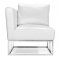 White Bycast Leather Contemporary Bench with One side Armrest