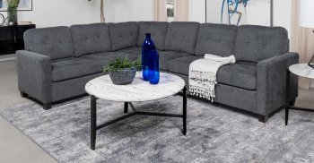 Georgina Sectional Sofa 551701 in Steel Gray Fabric by Coaster [CRSS-551701 Georgina]