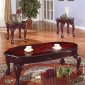 Rich Cherry Finish Traditional Coffee 3Pc Table w/Carved Legs