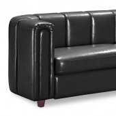 Black Premium Bycast Leather Contemporary Sofa w/Divided Details