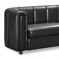 Black Premium Bycast Leather Contemporary Sofa w/Divided Details