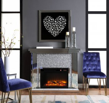 Noralie Mantel Electric Fireplace 90592 in Mirror by Acme