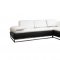 White & Dark Brown Leather Modern Sectional Sofa w/Steel Legs