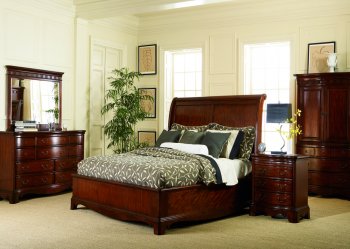 Highland Cherry Finish Sleigh Bed w/Optional Case Goods [LFBS-708-BR-Sleigh]