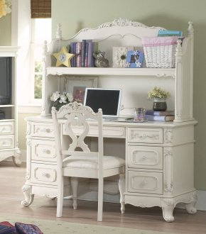 Cinderella 1386 Writing Desk in Off-White w/Hutch by Homelegance