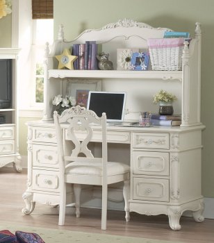 Cinderella 1386 Writing Desk in Off-White w/Hutch by Homelegance [HEOD-1386 Cinderella Off-White]