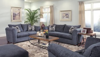 Blue Chenille Contemporary Living Room w/Hardwood Frame [HLS-U261]