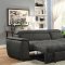 Patty Sectional Sofa CM6514BK in Graphite Faux Nubuck Fabric