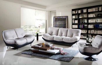 Grey & Black Full Leather 2515 Modern Sofa w/Options by ESF [EFS-2515]