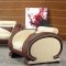 Beige & Dark Brown Leather 3Pc Modern Living Room Set