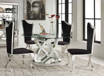 Ornat Dining Table 72950 in Mirrored by Acme w/Optional Chairs [AMDS-72950-62079 Ornat]