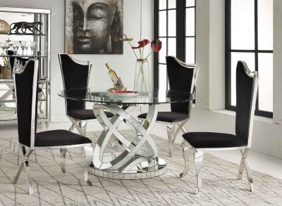 Ornat Dining Table 72950 in Mirrored by Acme w/Optional Chairs