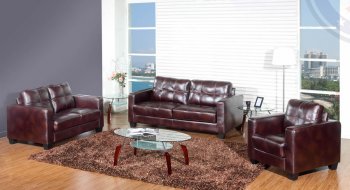 Brown Bonded Leather Modern 7020 Sofa w/Options [AES-7020-Brown]