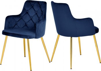 Salvatore Dining Chair 757 Set of 2 Navy Velvet Fabric Meridian [MRDC-757 Salvatore Navy]