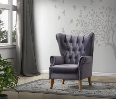 Adonis Accent Chair Set of 2 59517 in Gray Velvet by Acme