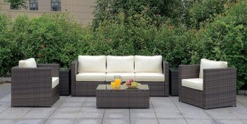 Ilona Outdoor Patio Set CM-OS2136-Set11 in Ivory & Espresso [FAOUT-CM-OS2136-Set11-Ilona]