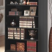 Black Finish Contemporary Bookcase w/Five Storage Shelves