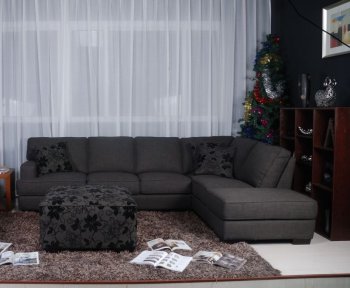 Alessandro Sectional Sofa - Dark Charcoal Fabric - Beverly Hills [BHSS-Alessandro]