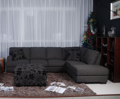 Alessandro Sectional Sofa - Dark Charcoal Fabric - Beverly Hills