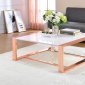 Proviche Coffee Table 84480 in White & Rose Golden Metal by Acme