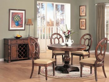 Distressed Natural Wood Dining Room Set W/Round Table [CRDS-32-100061]