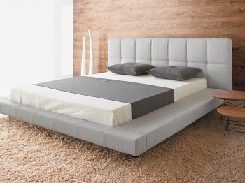 Light Grey Arnika Fabric Modern Queen Size Bed [INBS-Suite]