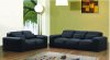 Black Full Italian Leather Modern Sofa & Loveseat Set