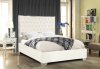 Lexi Upholstered Bed in White Velvet Fabric - Meridian w/Options