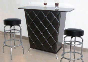 Black Modern Bar Table w/Chromed Legs & Optional Bar Stools [ABCBF-1533]