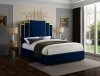 Hugo Bed in Navy Velvet Fabric by Meridian