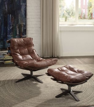 Gandy Swivel Chair & Ottoman Set 59530 by Acme in Retro Brown [AMAC-59530-Gandy Retro Brown]