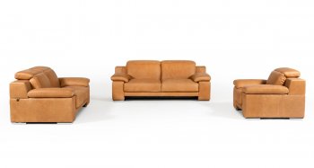 Evergreen Sofa Set 3Pc in Cognac Full Leather by VIG [VGS-Evergreen Cognac]