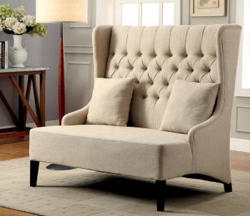 Lavre Accent Loveseat Chair CM-BN6247 in Ivory Linen-Like Fabric [FAS-CM-BN6247-Lavre]