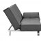 Black Leatherette Modern Convertible Sofa Bed with Folding Arms