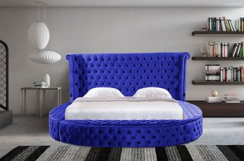 LCL-B04 Upholstered Bed in Blue Velvet [BDB-LCL-B04 Blue]