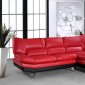 Red Leather Modern Sectional Sofa w/Black Base