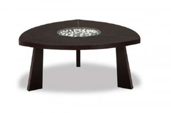 Wenge Matte Finish Contemporary Coffee Table W/Glass Inlay [GFCT-65C]