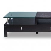 Wenge Color Contemporary TV Stand With Glass Top