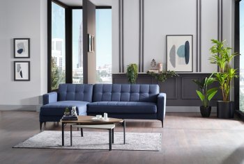 Parker Sectional Sofa in Corvet Navy Fabric by Bellona [IKSS-Parker Navy]