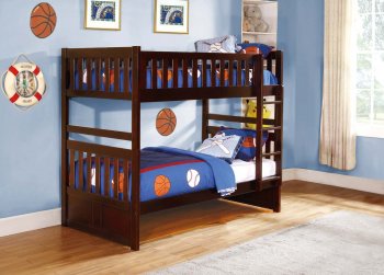 Rowe Twin/Twin Bunk Bed B2013 in Dark Cherry by Homelegance [HEKB-B2013DC Rowe]