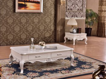 Arturo 296 Coffee Table in Pearl White w/Options by Meridian [MRCT-296-Arturo]