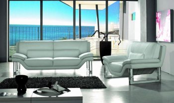 White Top Grain Italian Leather Modern 3PC Sofa Set [VGS-New-York-White]