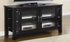 Black Finish Contemporary Elegant TV Stand W/Clear Glass Doors