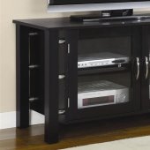 Black Finish Contemporary Elegant TV Stand W/Clear Glass Doors