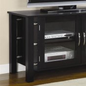 Black Finish Contemporary TV Stand W/Clear Glass Doors