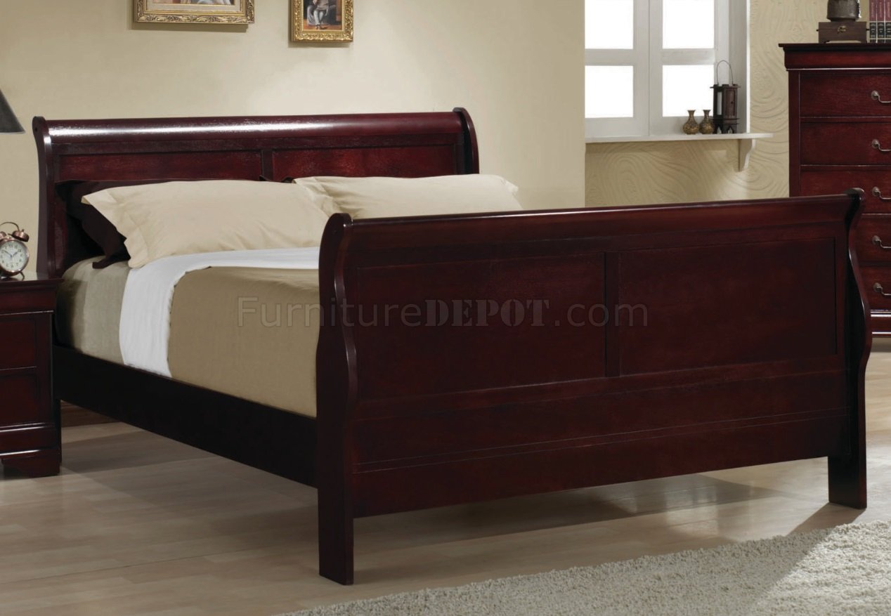 Louis Philippe Cappuccino Queen Bed w/Dresser & Mirror Just Furniture